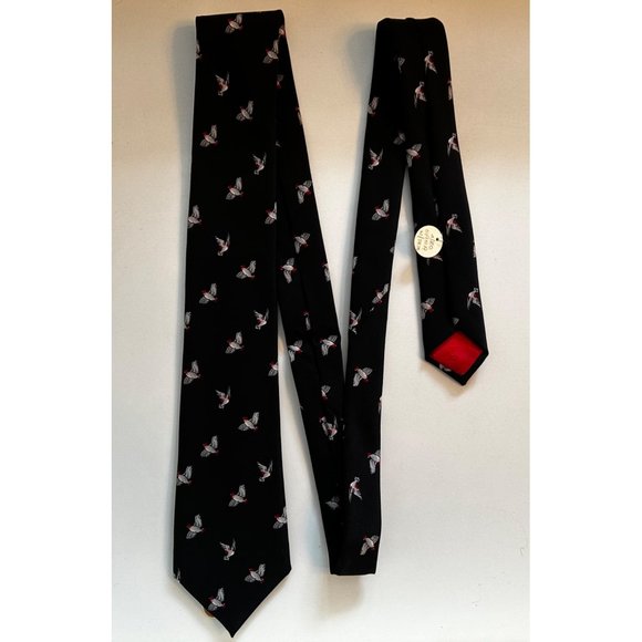 Edsor Kronen - C.W Fischer Pure silk Necktie Pheasant Bird 54x3” NWT Deadstock - Picture 1 of 5